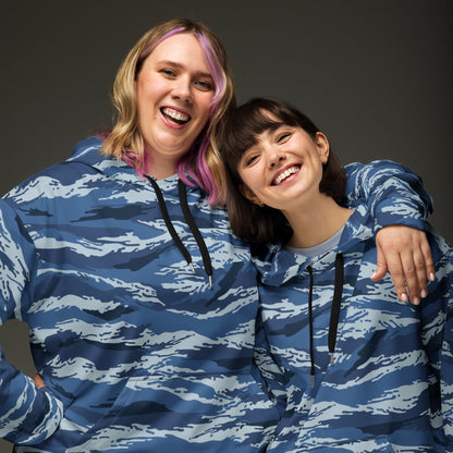 Russian Tiger Stripe Kamysh Blue CAMO Unisex Hoodie - Hoodies