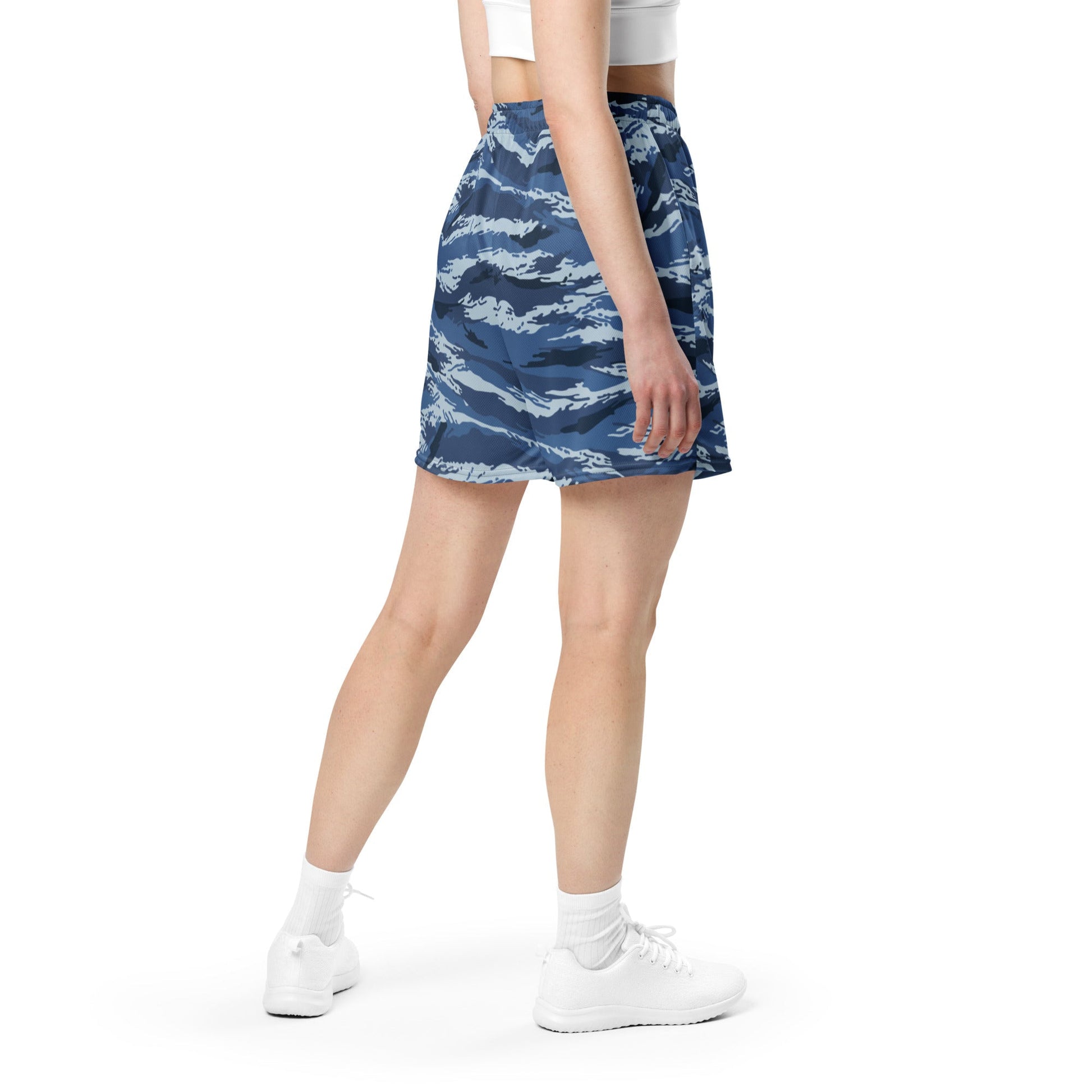 Russian Tiger Stripe Kamysh Blue CAMO Unisex mesh shorts - Mesh Shorts