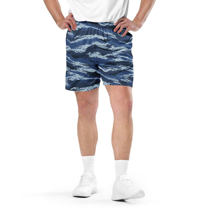 Tiger Stripe Kamysh Blue CAMO Unisex Mesh Shorts - 2XS