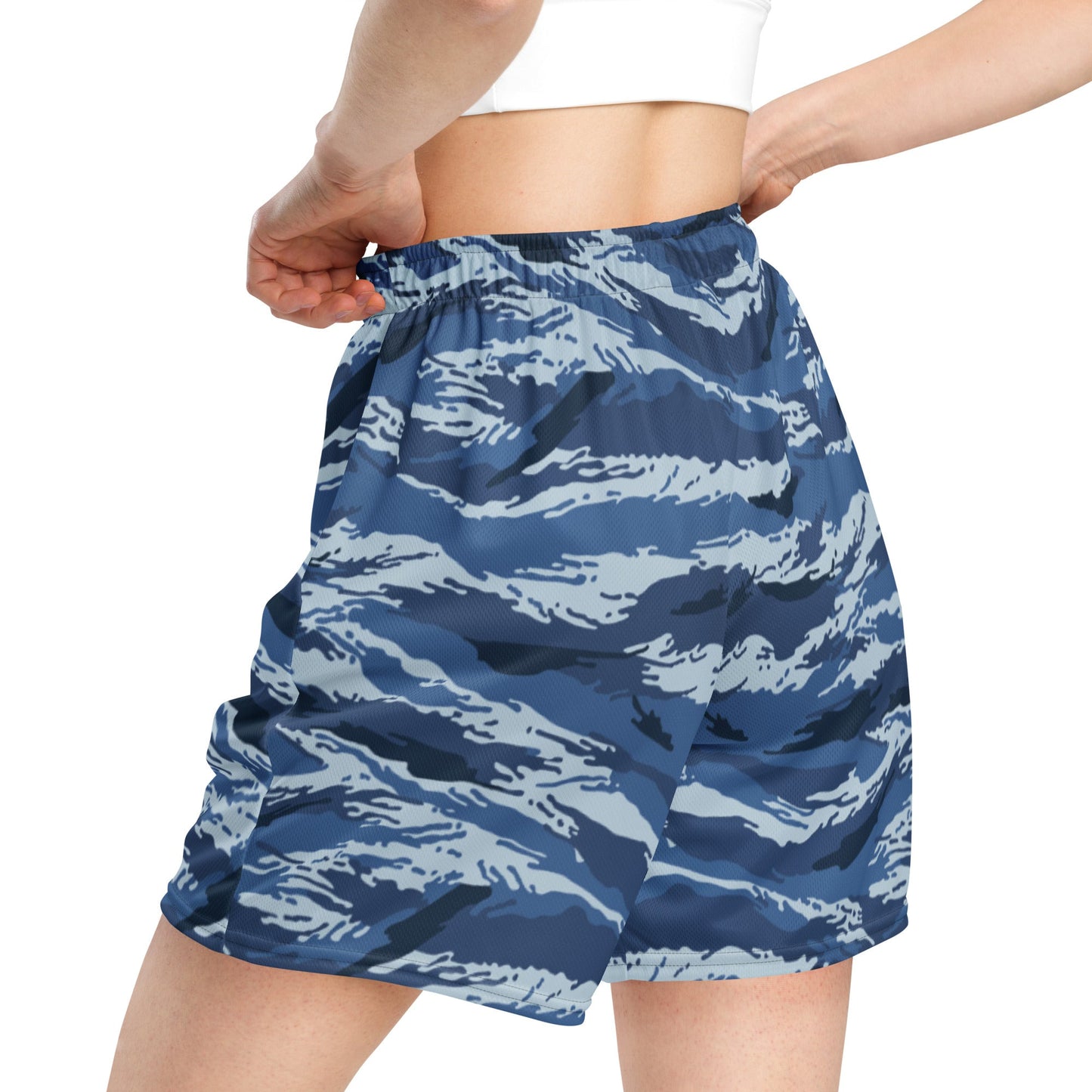Russian Tiger Stripe Kamysh Blue CAMO Unisex mesh shorts - Mesh Shorts