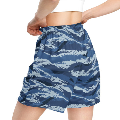 Russian Tiger Stripe Kamysh Blue CAMO Unisex mesh shorts - Mesh Shorts