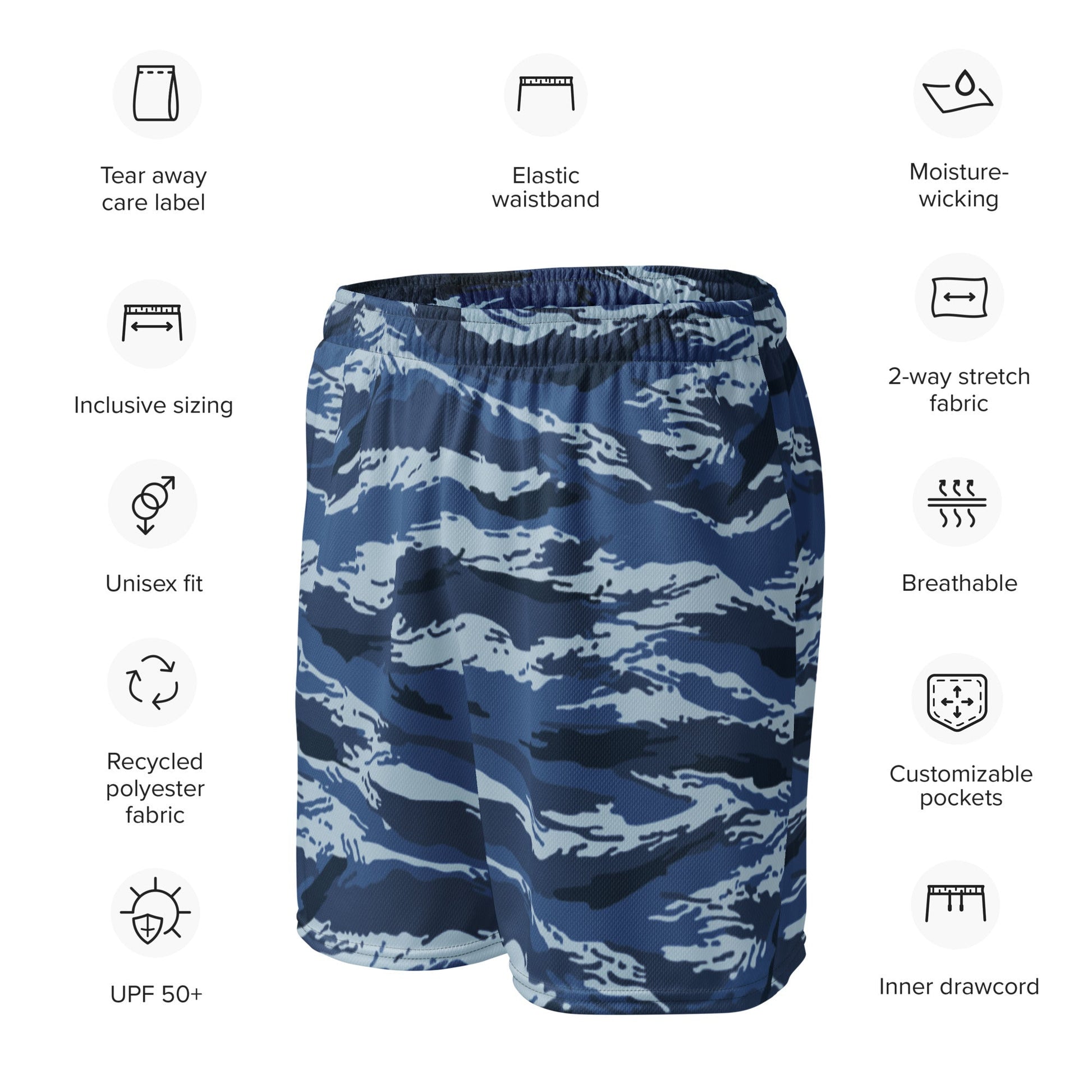 Russian Tiger Stripe Kamysh Blue CAMO Unisex mesh shorts - Mesh Shorts