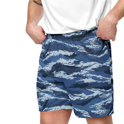 Russian Tiger Stripe Kamysh Blue CAMO Unisex mesh shorts - Mesh Shorts