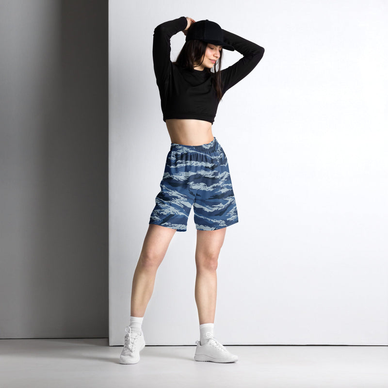 Tiger Stripe Kamysh Blue CAMO Unisex Mesh Shorts