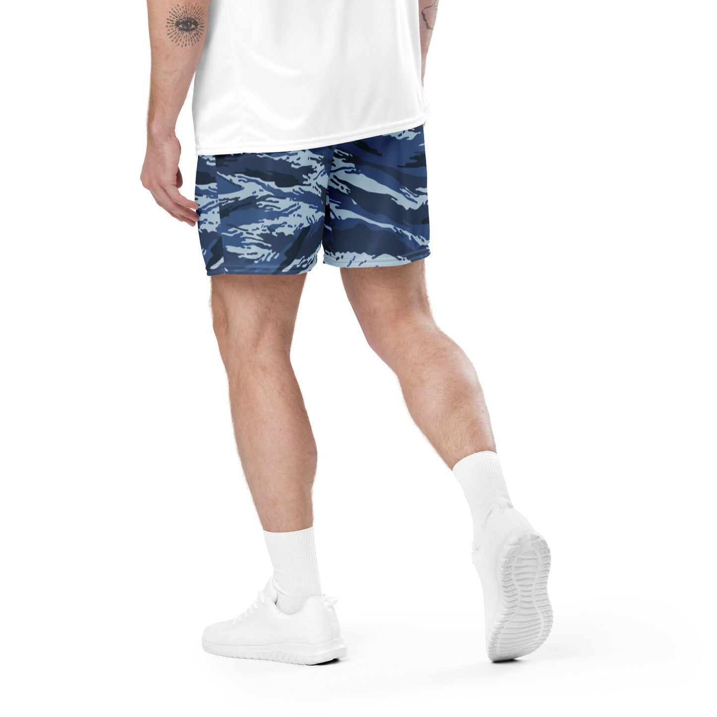 Russian Tiger Stripe Kamysh Blue CAMO Unisex mesh shorts - Mesh Shorts