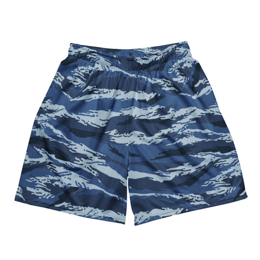 Russian Tiger Stripe Kamysh Blue CAMO Unisex mesh shorts - Mesh Shorts