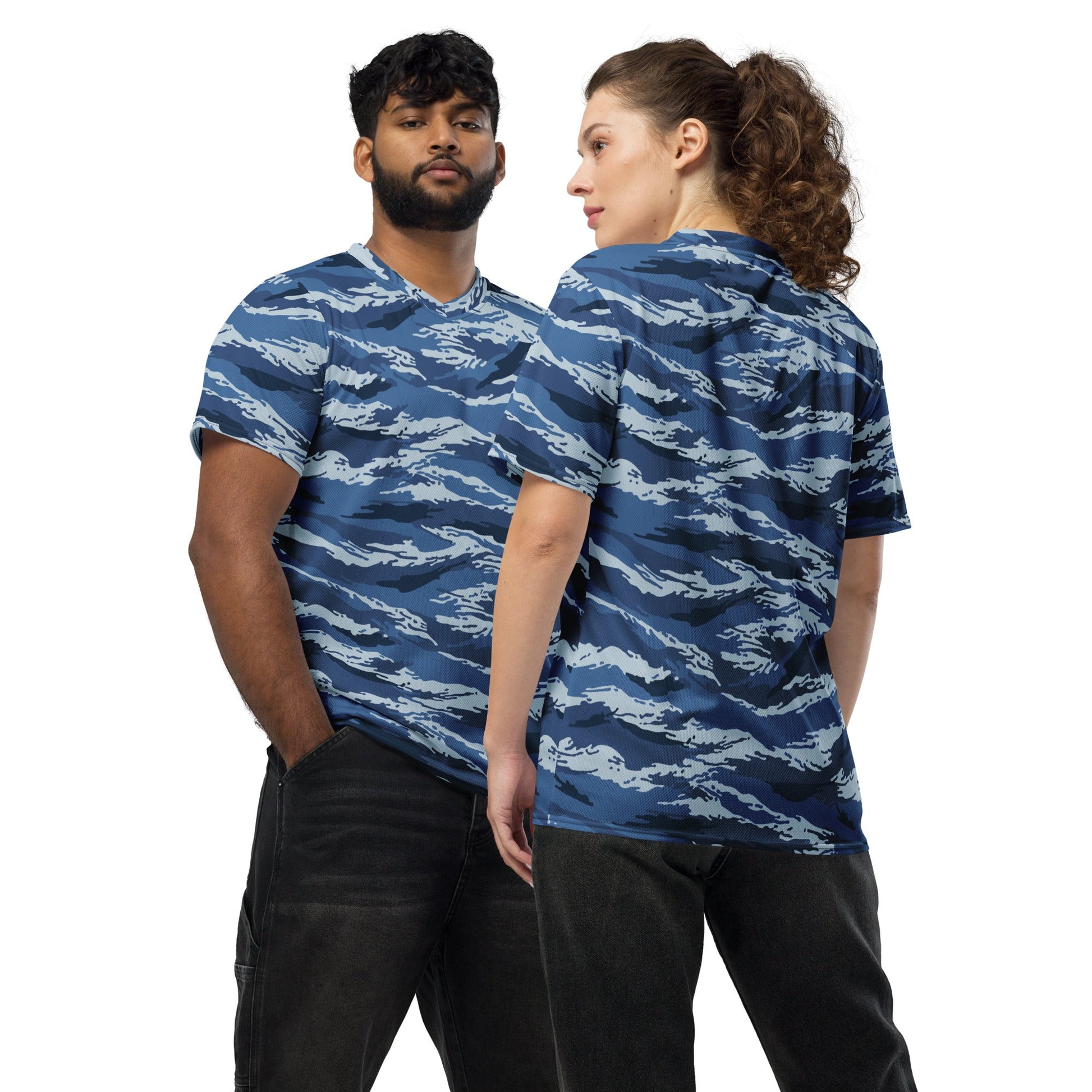 Russian Tiger Stripe Kamysh Blue CAMO unisex sports jersey - 2XS - Sports Jerseys