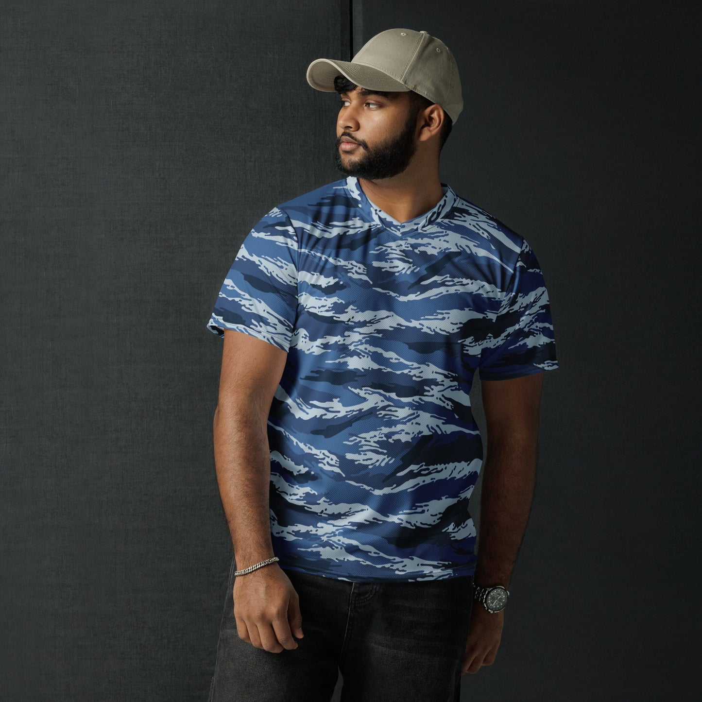 Russian Tiger Stripe Kamysh Blue CAMO unisex sports jersey - Sports Jerseys