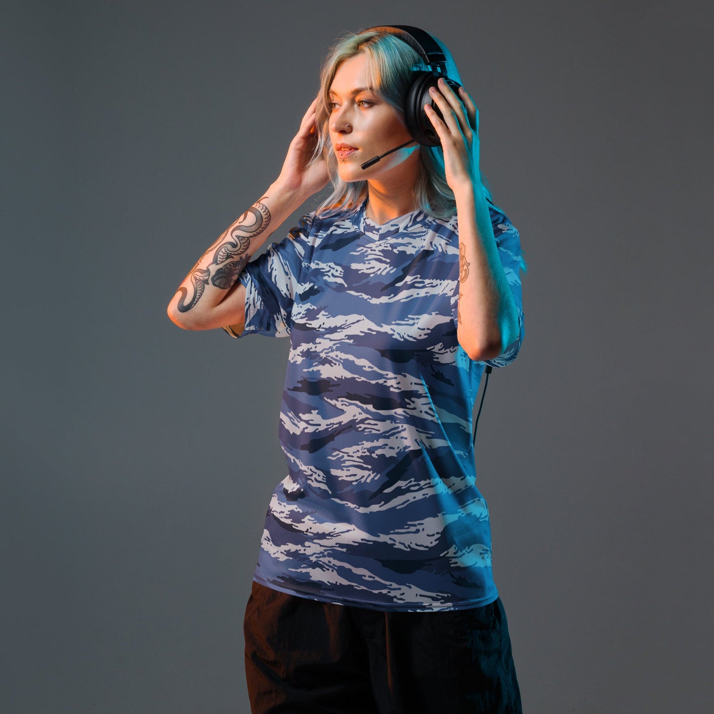 Russian Tiger Stripe Kamysh Blue CAMO unisex sports jersey - Sports Jerseys