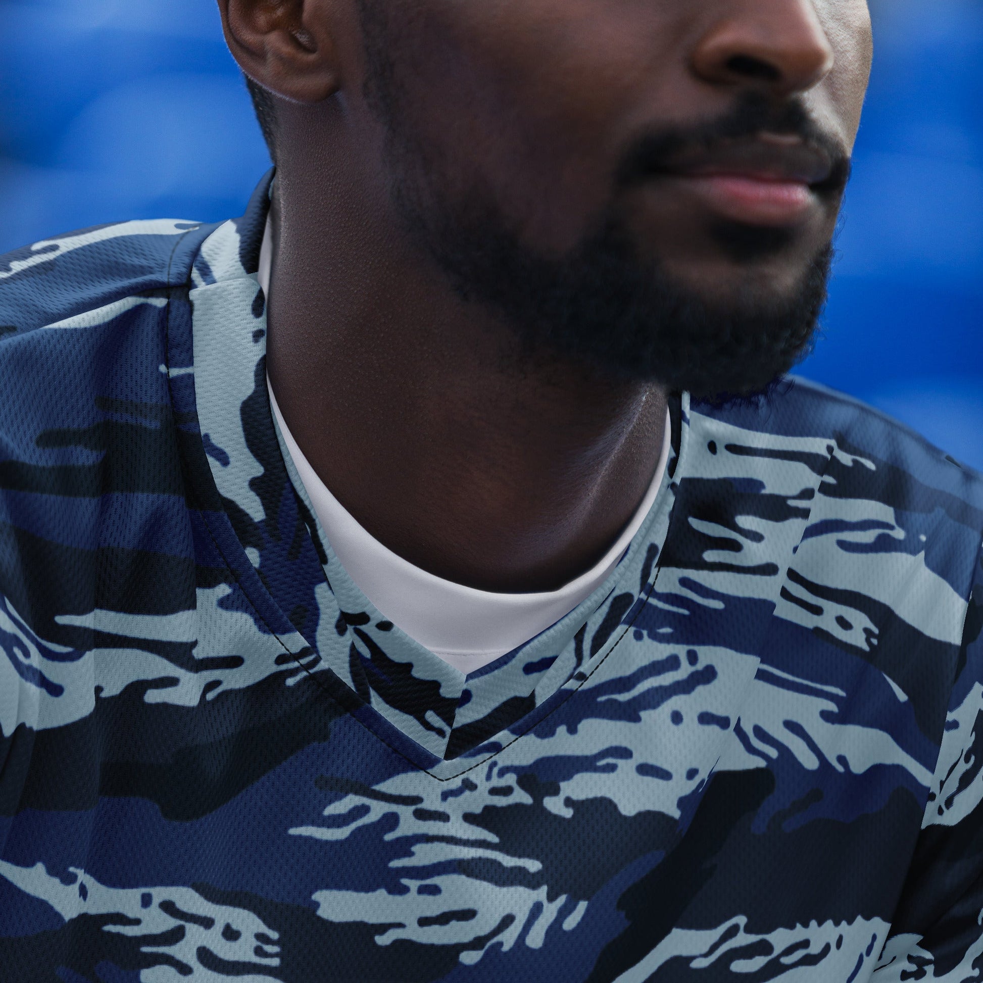 Russian Tiger Stripe Kamysh Blue CAMO unisex sports jersey - Sports Jerseys