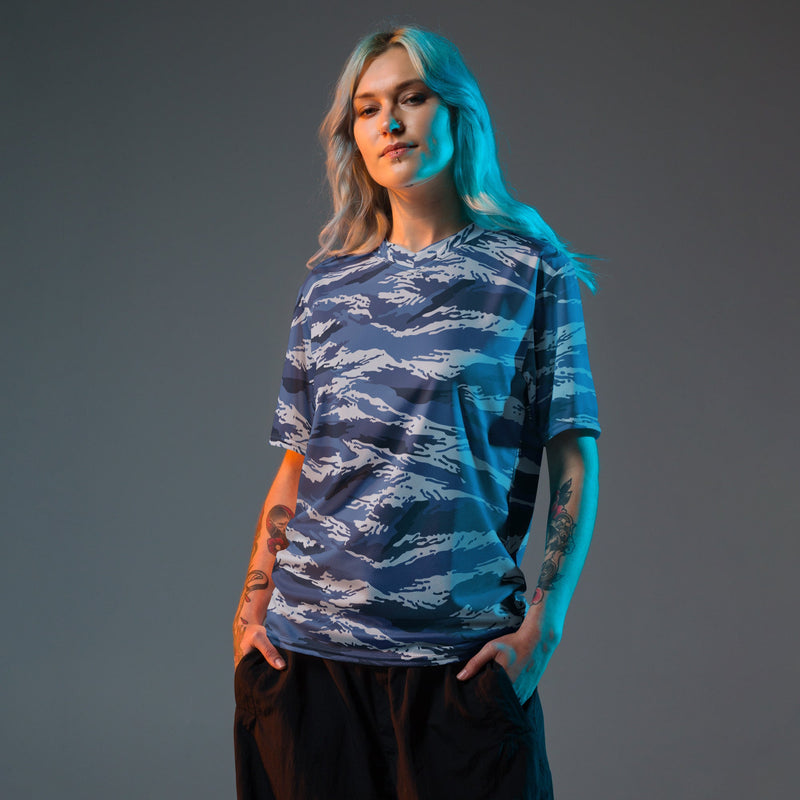 Tiger Stripe Kamysh Blue CAMO Unisex Sports Jersey