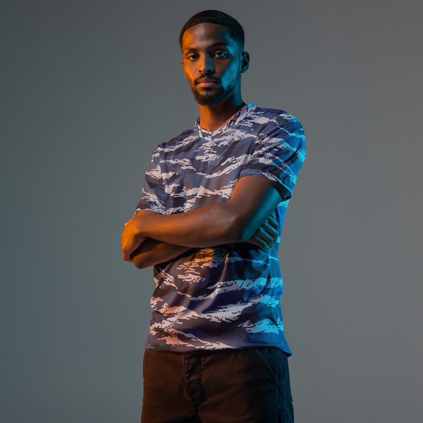 Russian Tiger Stripe Kamysh Blue CAMO unisex sports jersey - Sports Jerseys