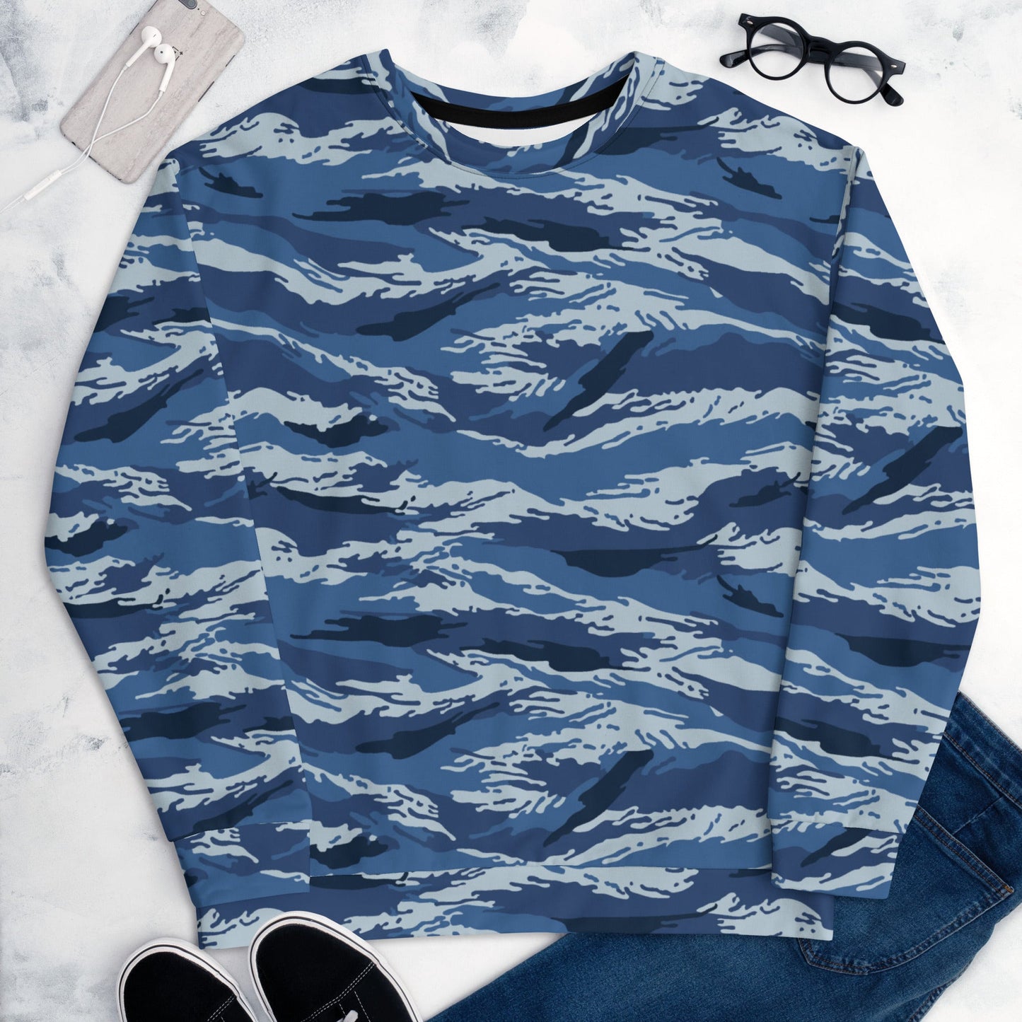 Russian Tiger Stripe Kamysh Blue CAMO Unisex Sweatshirt - Sweatshirts
