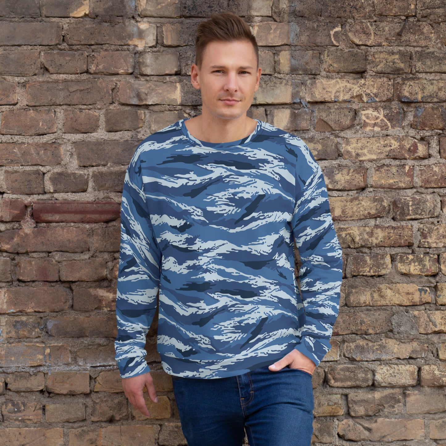 Russian Tiger Stripe Kamysh Blue CAMO Unisex Sweatshirt - XS - Sweatshirts