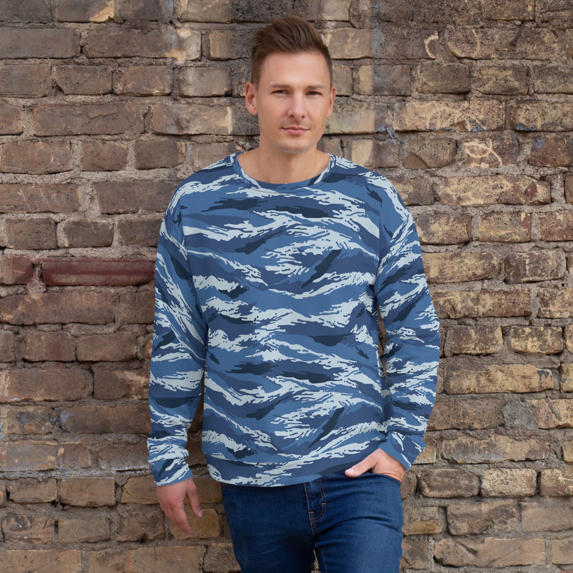 Russian Tiger Stripe Kamysh Blue CAMO Unisex Sweatshirt - XS - Sweatshirts