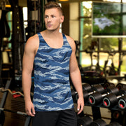Tiger Stripe Kamysh Blue CAMO Unisex Tank Top - XS