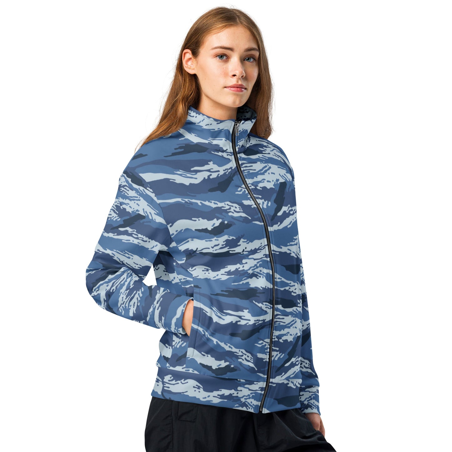 Russian Tiger Stripe Kamysh Blue CAMO Unisex track jacket - Track Jackets