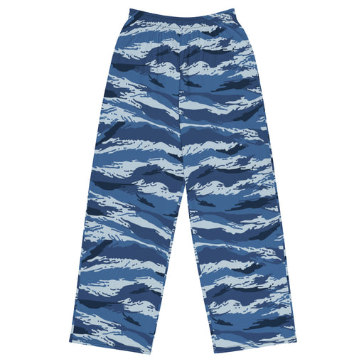Tiger Stripe Kamysh Blue CAMO Unisex Wide-Leg Leisure Pants - 2XS