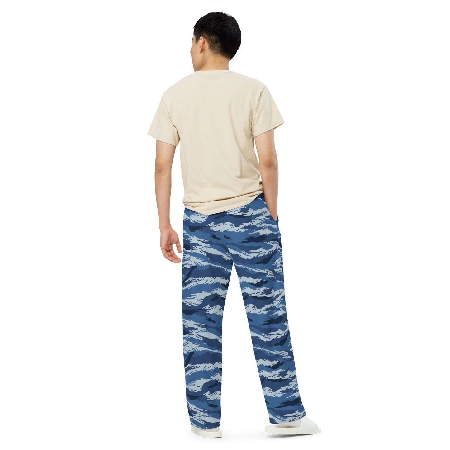 Russian Tiger Stripe Kamysh Blue CAMO unisex wide-leg pants - Wide-leg Pants