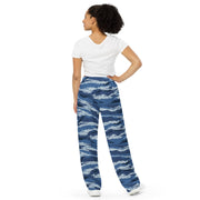 Tiger Stripe Kamysh Blue CAMO Unisex Wide-Leg Leisure Pants