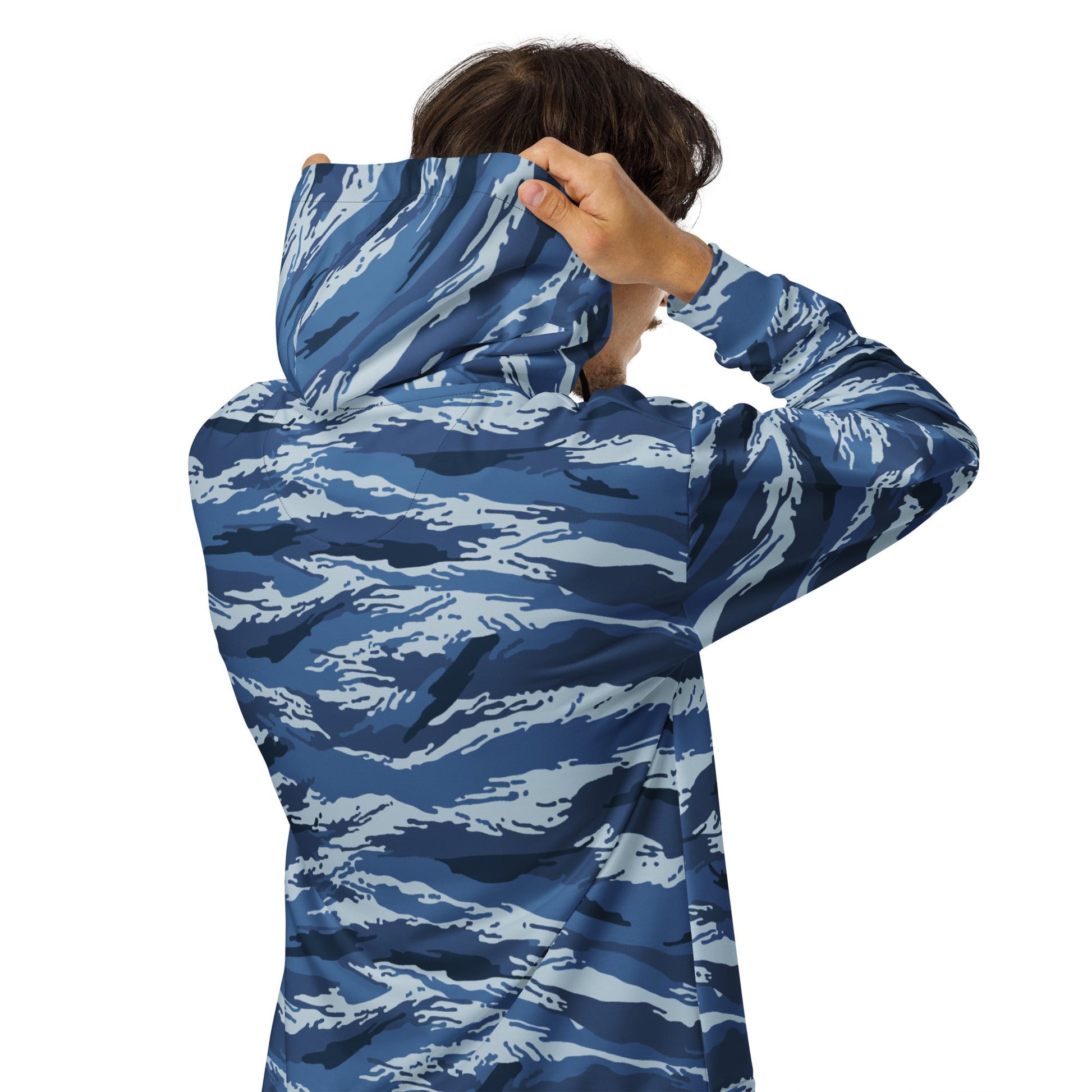 Russian Tiger Stripe Kamysh Blue CAMO Unisex zip hoodie - Zip Hoodies