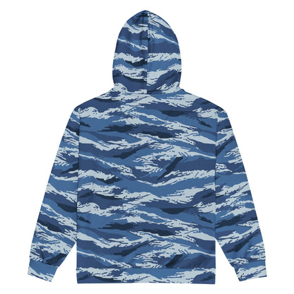 Russian Tiger Stripe Kamysh Blue CAMO Unisex zip hoodie - Zip Hoodies