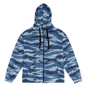 Tiger Stripe Kamysh Blue CAMO Unisex Zip Hoodie - 2XS
