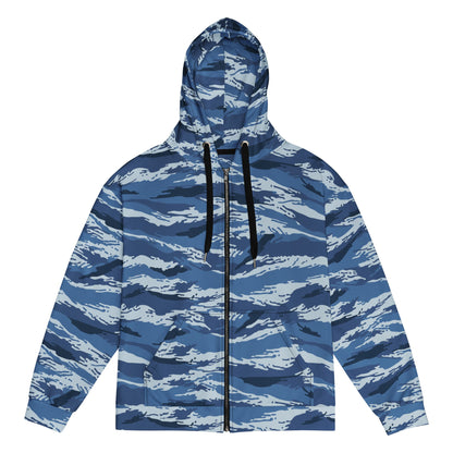 Russian Tiger Stripe Kamysh Blue CAMO Unisex zip hoodie - 2XS - Zip Hoodies