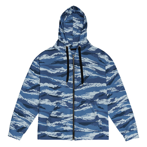 Tiger Stripe Kamysh Blue CAMO Unisex Zip Hoodie - 2XS