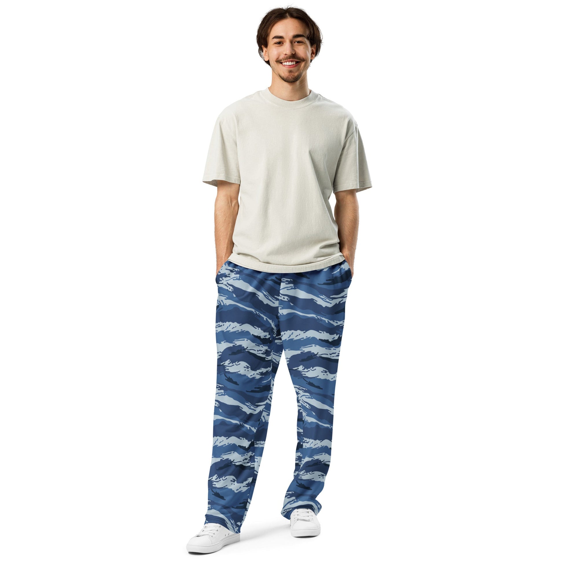 Russian Tiger Stripe Kamysh Blue CAMO Wide-leg joggers - Joggers