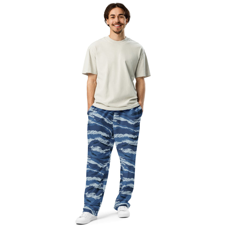 Tiger Stripe Kamysh Blue CAMO Unisex Wide-Leg Joggers