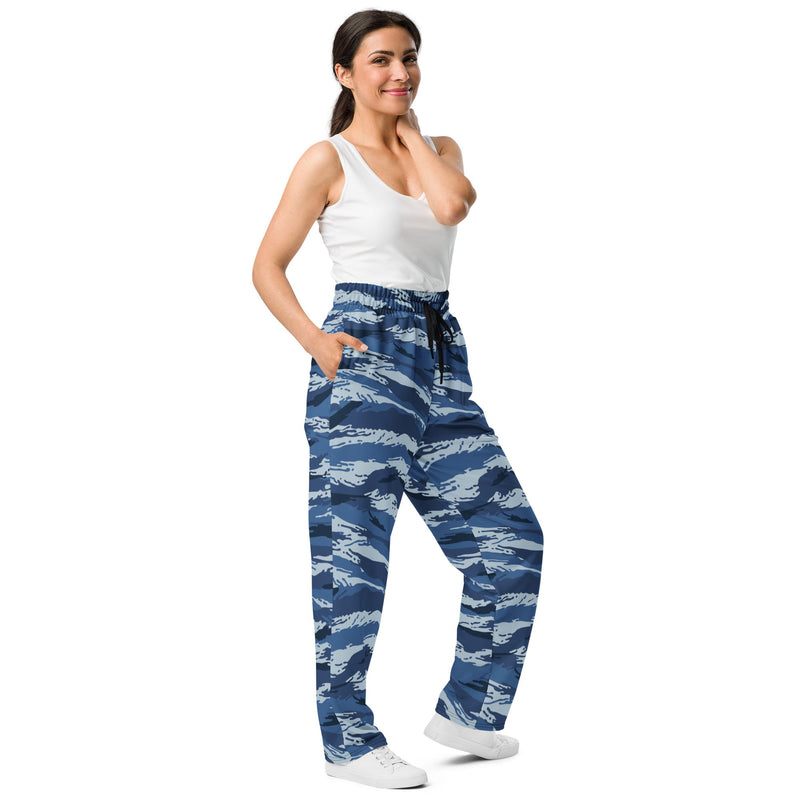 Tiger Stripe Kamysh Blue CAMO Unisex Wide-Leg Joggers
