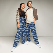Tiger Stripe Kamysh Blue CAMO Unisex Wide-Leg Joggers - 2XS