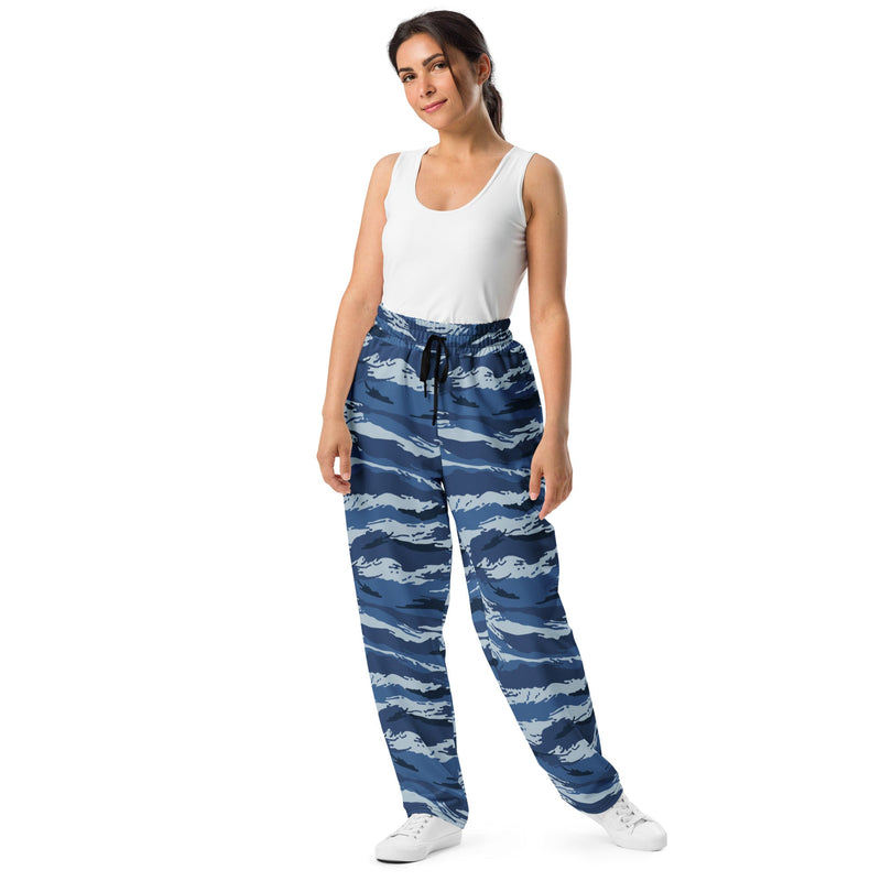 Tiger Stripe Kamysh Blue CAMO Unisex Wide-Leg Joggers