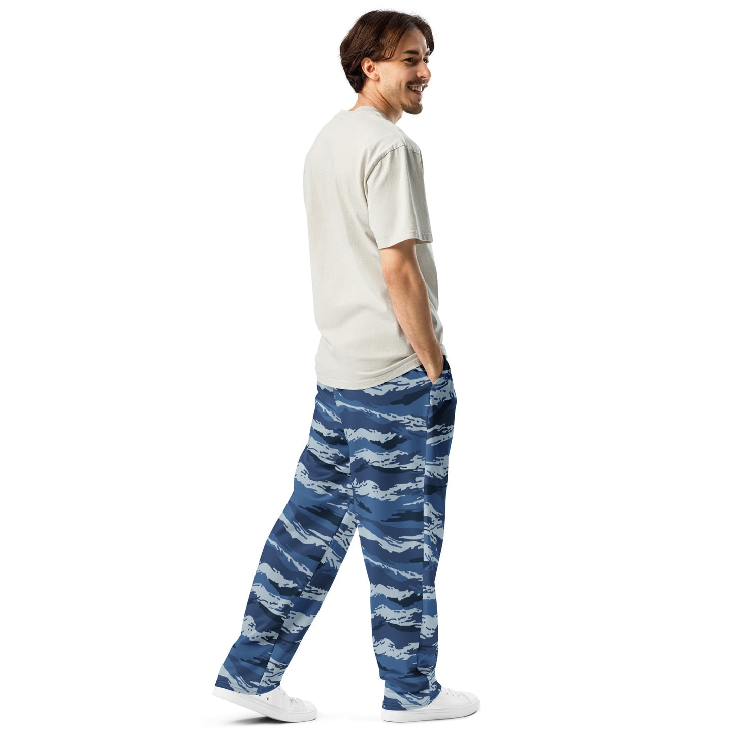 Russian Tiger Stripe Kamysh Blue CAMO Wide-leg joggers - Joggers