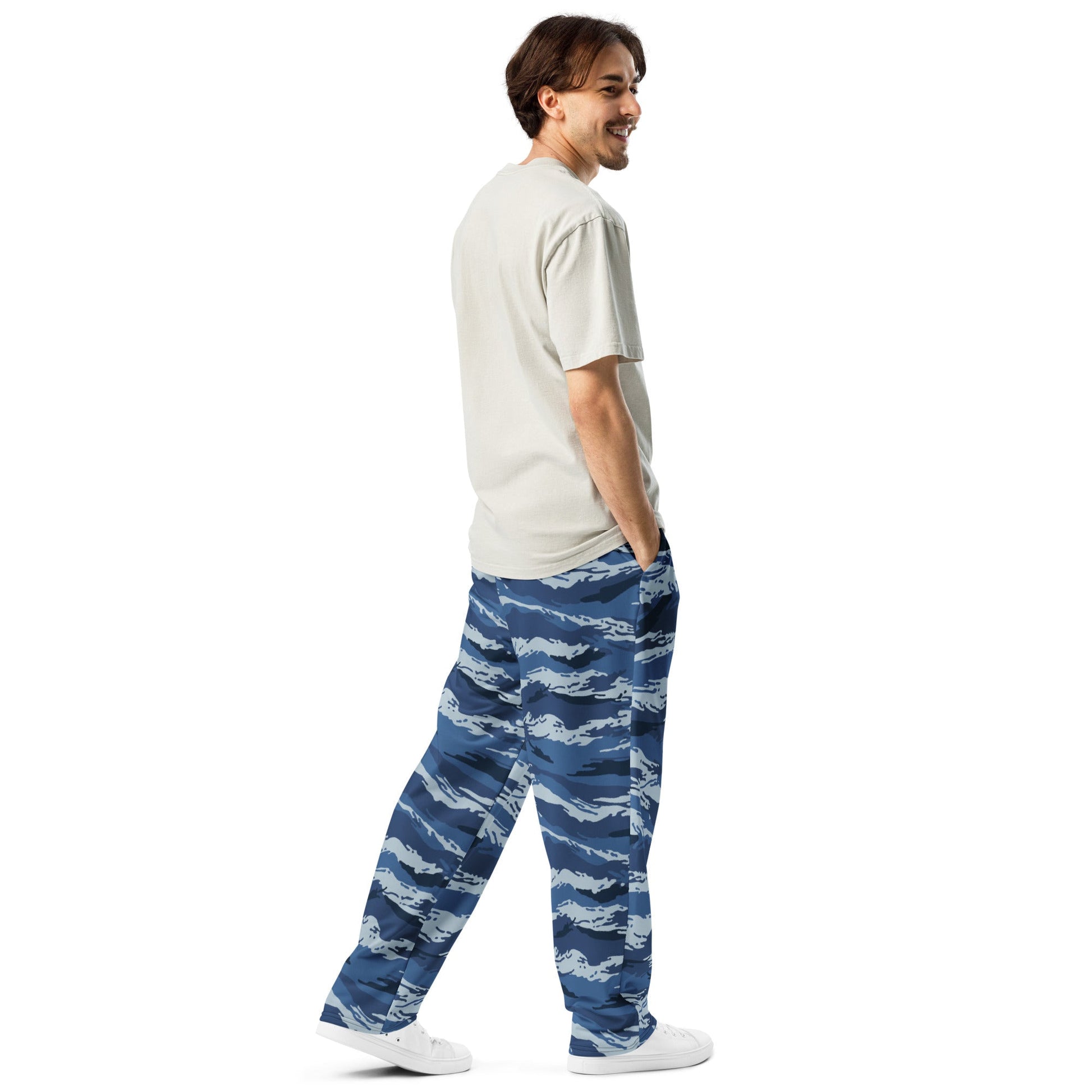 Russian Tiger Stripe Kamysh Blue CAMO Wide-leg joggers - Joggers