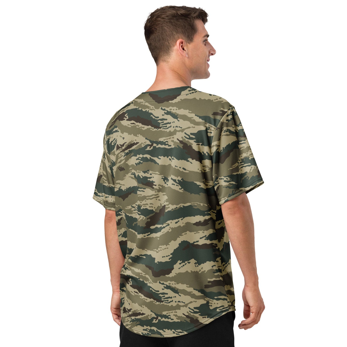Russian Tiger Stripe Kamysh Green CAMO baseball jersey - Baseball Jerseys