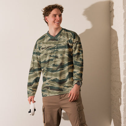 Russian Tiger Stripe Kamysh Green CAMO hockey fan jersey - Hockey Jerseys