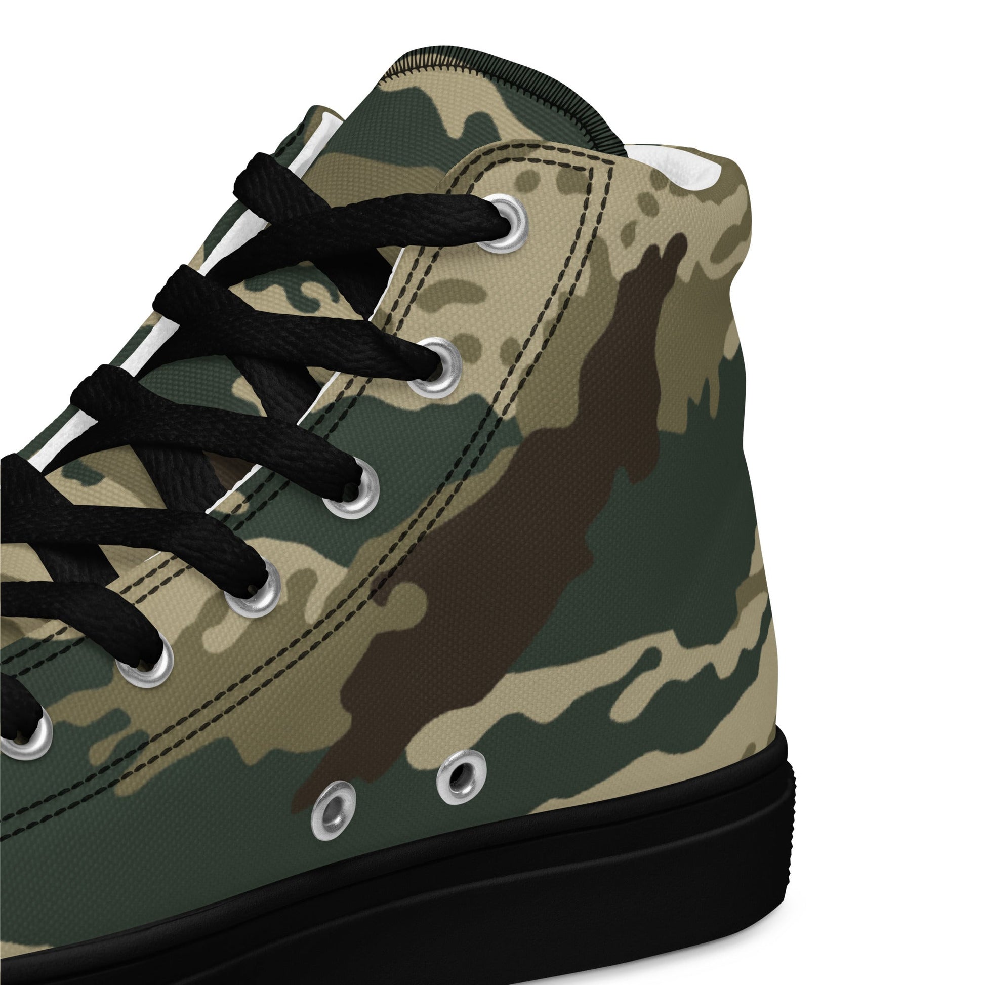 Russian Tiger Stripe Kamysh Green CAMO Mens high top canvas shoes - High Top Canvas Shoes