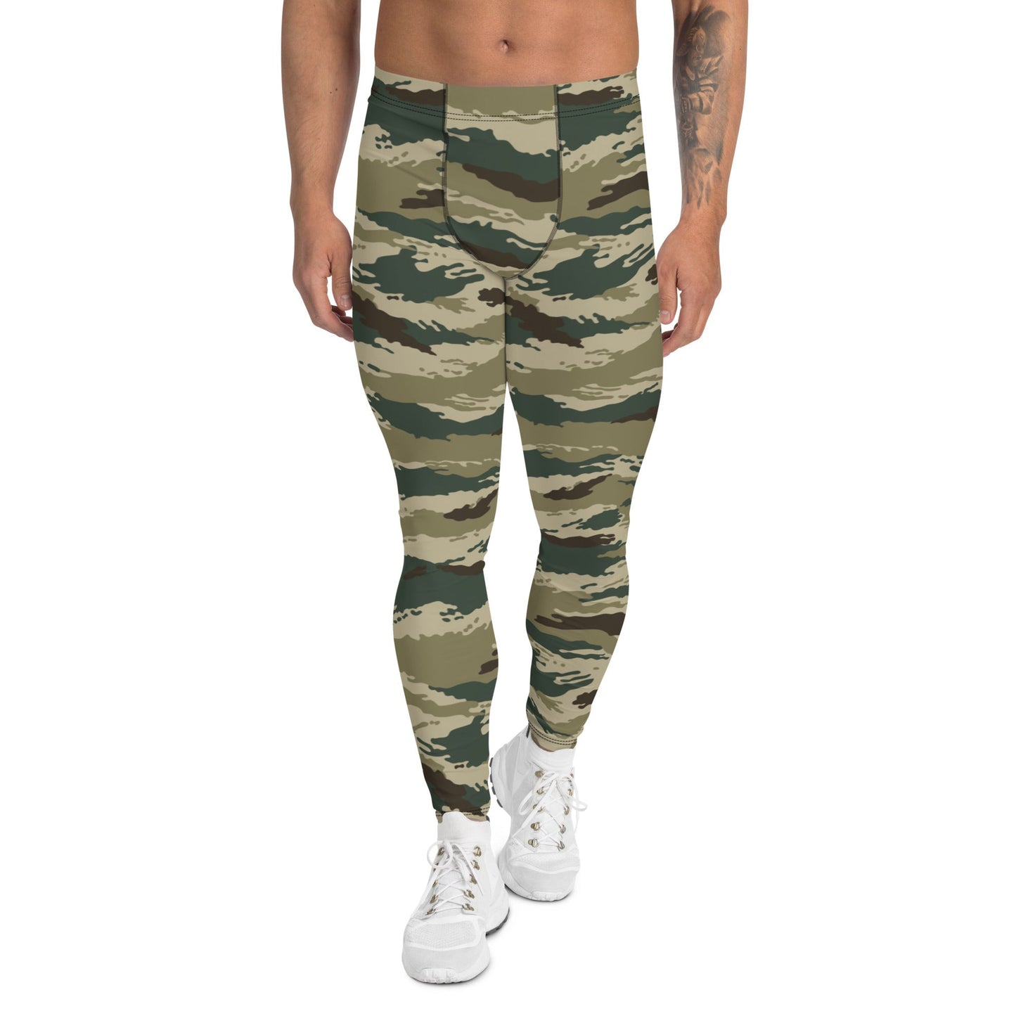 Russian Tiger Stripe Kamysh Green CAMO Mens Leggings - XS