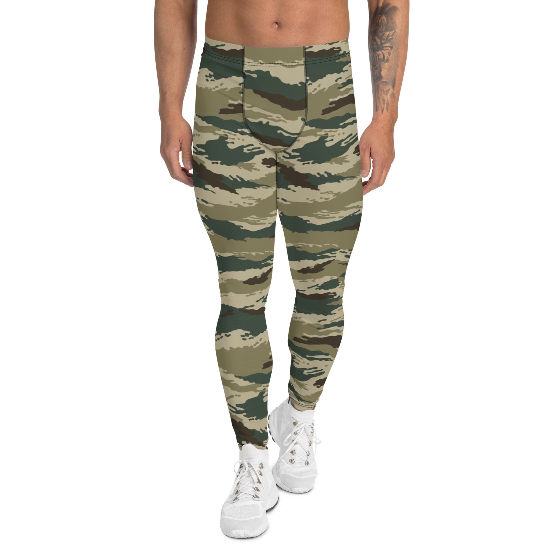 Russian Tiger Stripe Kamysh Green CAMO Mens Leggings - XS