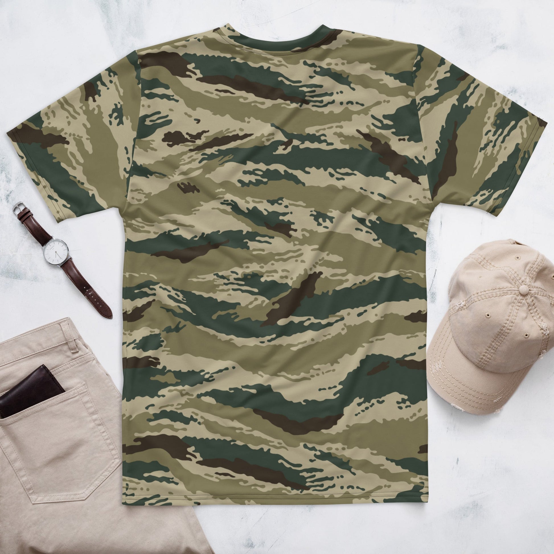 Russian Tiger Stripe Kamysh Green CAMO Mens T-shirt - T-Shirts