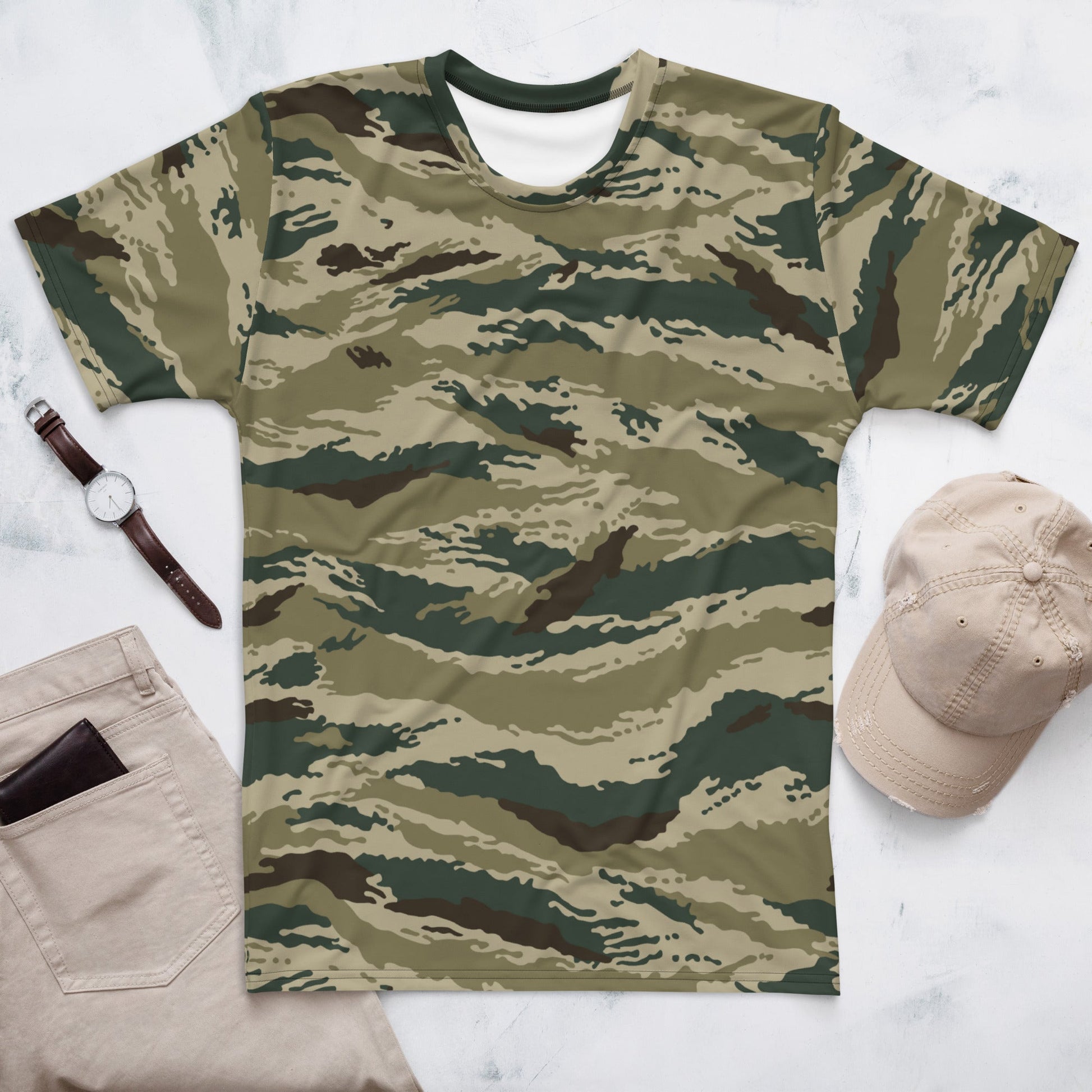 Russian Tiger Stripe Kamysh Green CAMO Mens T-shirt - XS - T-Shirts
