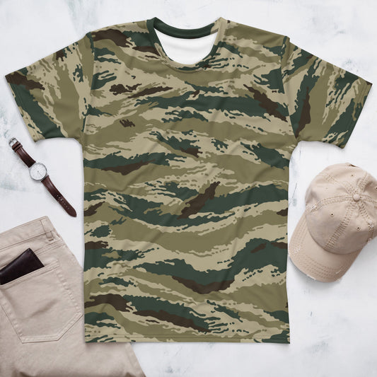 Russian Tiger Stripe Kamysh Green CAMO Mens T-shirt - XS - T-Shirts