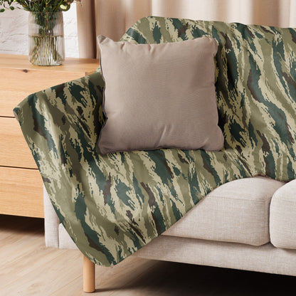 Russian Tiger Stripe Kamysh Green CAMO Sherpa blanket - Blankets