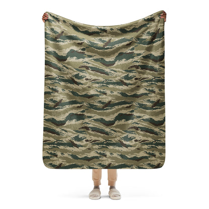 Russian Tiger Stripe Kamysh Green CAMO Sherpa blanket - 50″×60″ - Blankets