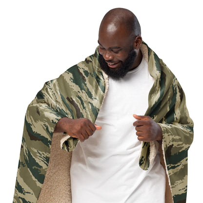 Russian Tiger Stripe Kamysh Green CAMO Sherpa blanket - Blankets