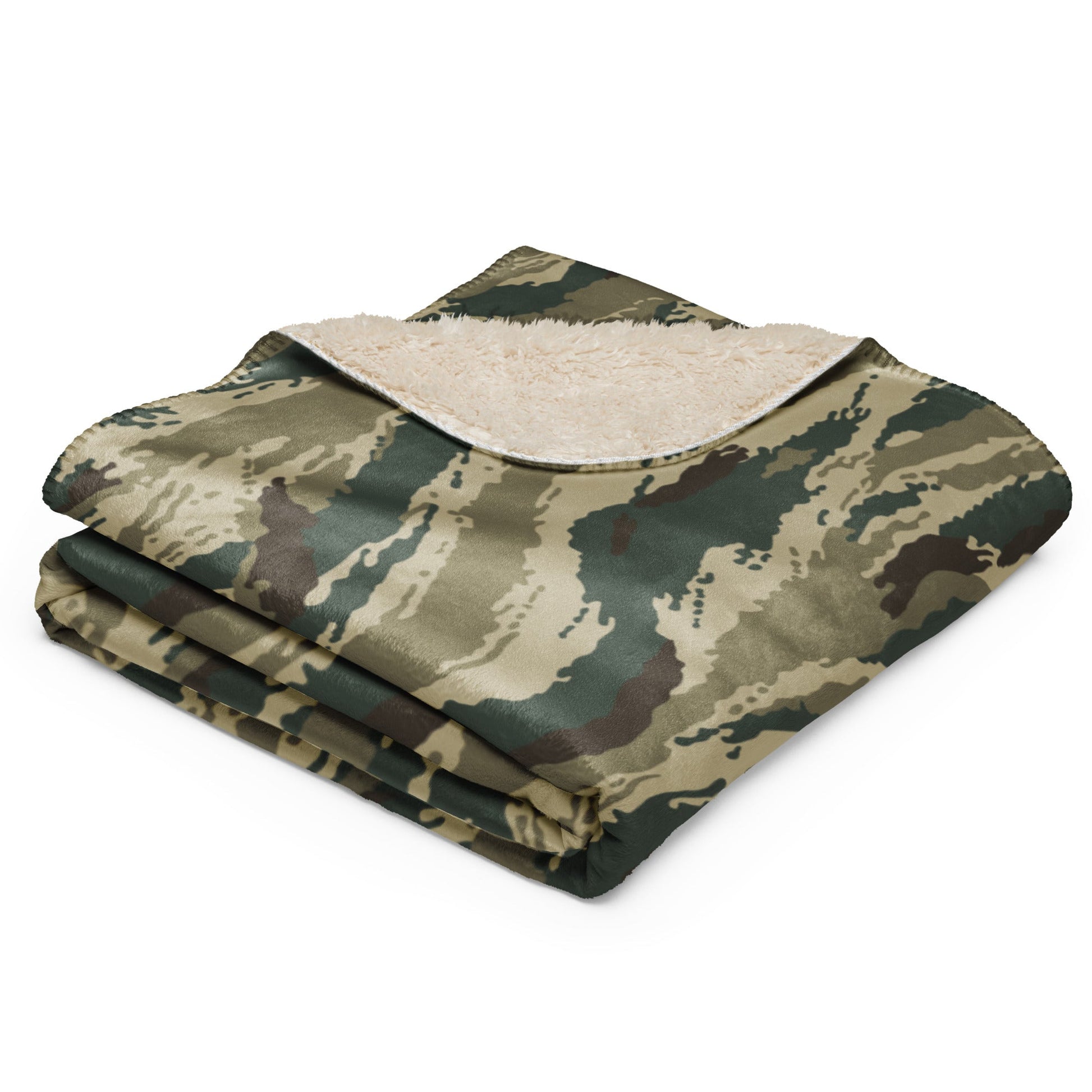 Russian Tiger Stripe Kamysh Green CAMO Sherpa blanket - Blankets