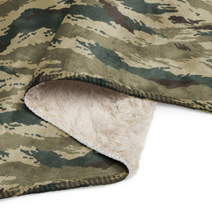 Russian Tiger Stripe Kamysh Green CAMO Sherpa blanket - Blankets