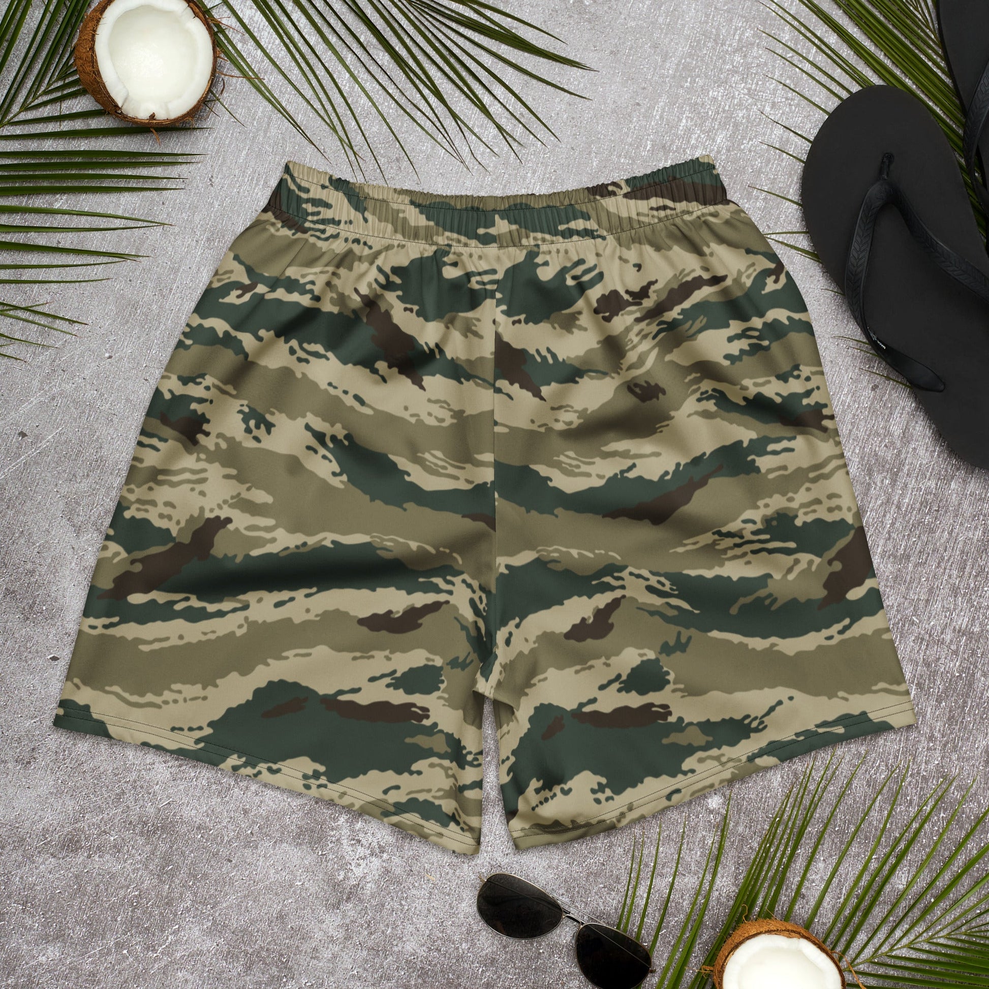 Russian Tiger Stripe Kamysh Green CAMO Unisex Athletic Long Shorts